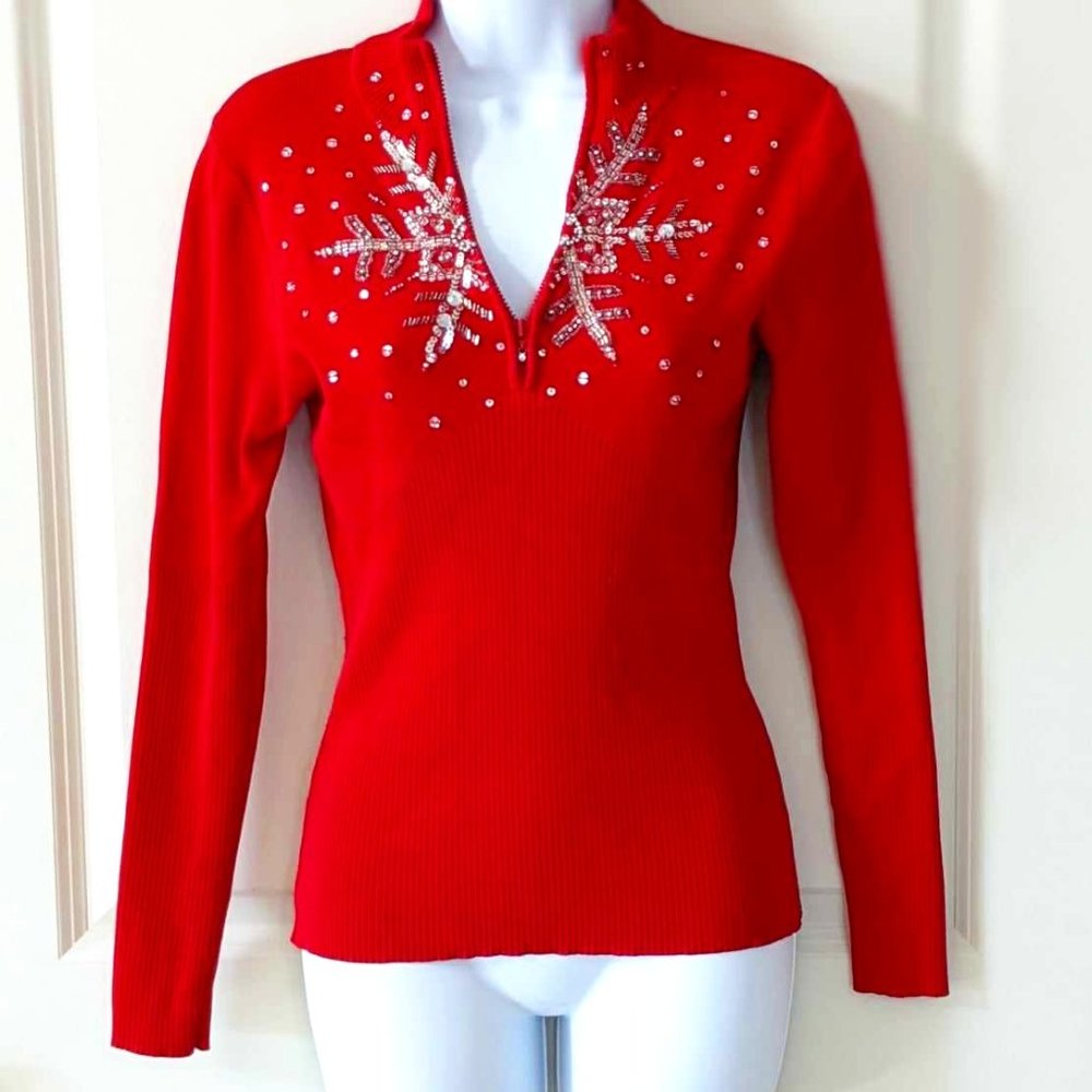 Boston Proper Snowflake embellished sweater